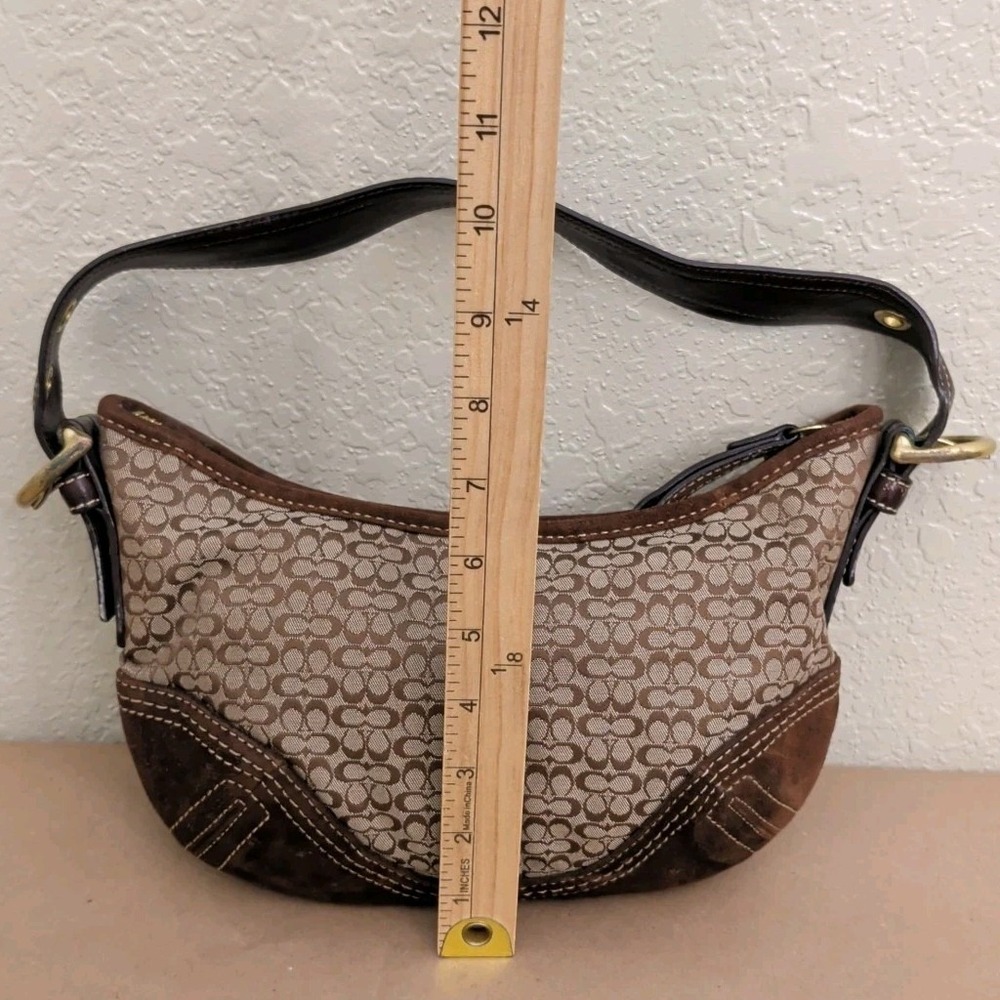 Vintage Coach Signature Soho Mini Hobo Shoulder Bag Jacquard And Suede 2154 Y2K - Picture 6 of 9